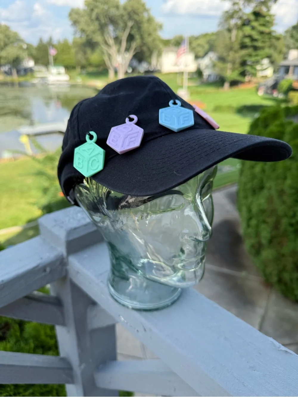 Women Black Baseball Cap with Pastel Charms one size fit all